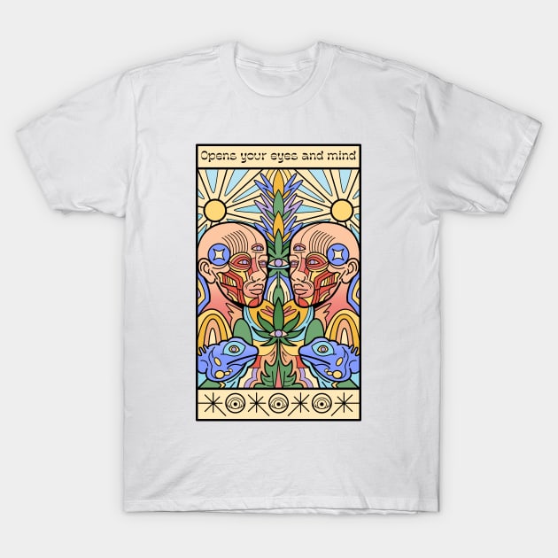 psychedelic trippy Shrooms Mushrooms Acid Lsd Colorful T-Shirt by Tip Top Tee's